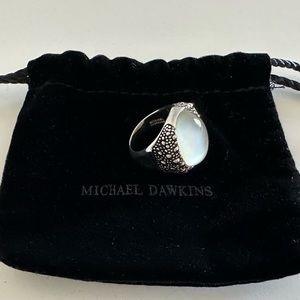 Vintage Michael Dawkins Starry Night Mother Of Pearl doublet ring.